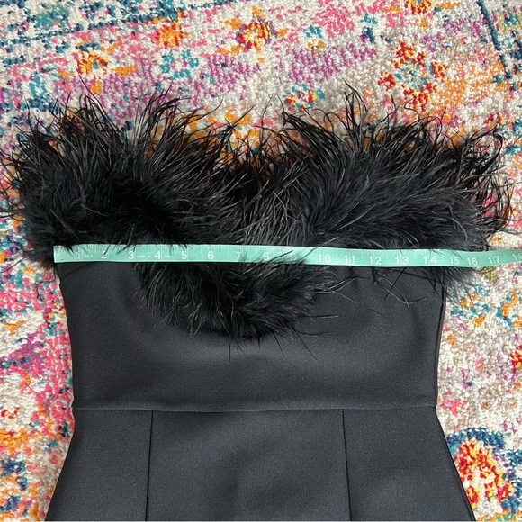 NWT Catchall Naomi Black Strapless Feather Trimmed Bandage Maxi Bodycon Dress - Picture 14 of 16